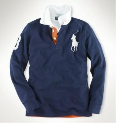 Ralph Lauren men polo shirt-long sleeve navy blue-No.661